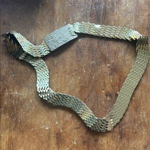 Vintage Gold Stretch Metal Belt | Wide Elastic Disco 80s Statement Belt